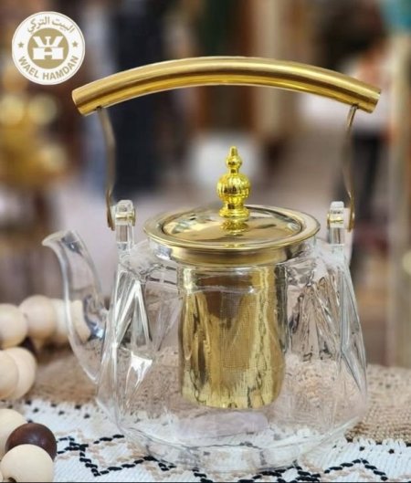 إبريق شاي زجاج شفاف