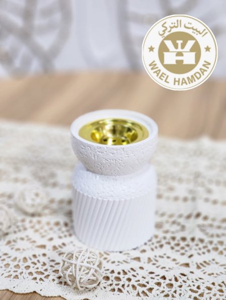 مبخرة بخور حجر لون أبيض وذهبي