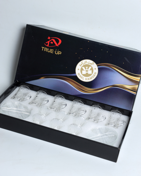 كاسات شاي 6+ صحون + 6 فناجين ساده