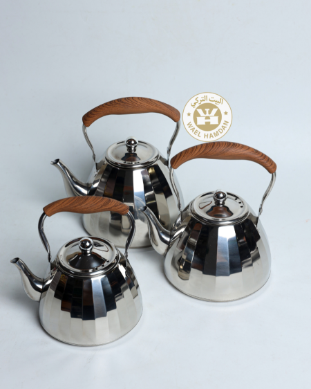 ابريق شاي ستيل يد لون خشبي