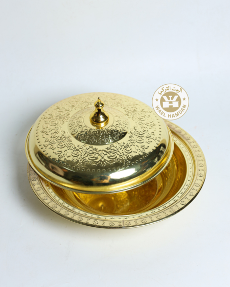 لجن ستيل مع غطا ذهبي 38 سم