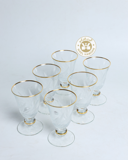 كاسات عصير كرستال حفر مع كعب