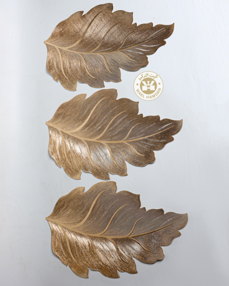 كوستر عدد 3 شكل ورقة لون ذهبي