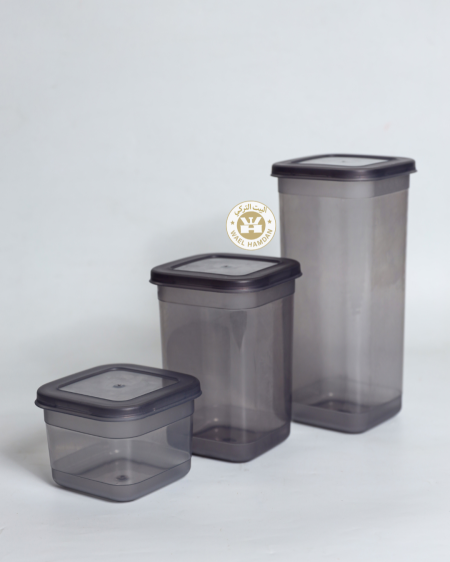 طقم 3 علبة حافظة طعام تبروير مستطيل مع غطا