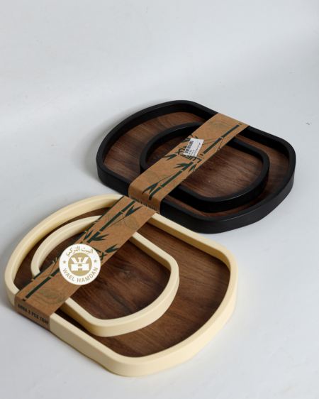 طقم صواني خشب اطار بلاستك /2