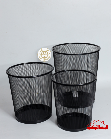 سلة نفايات حديد شبك اسود