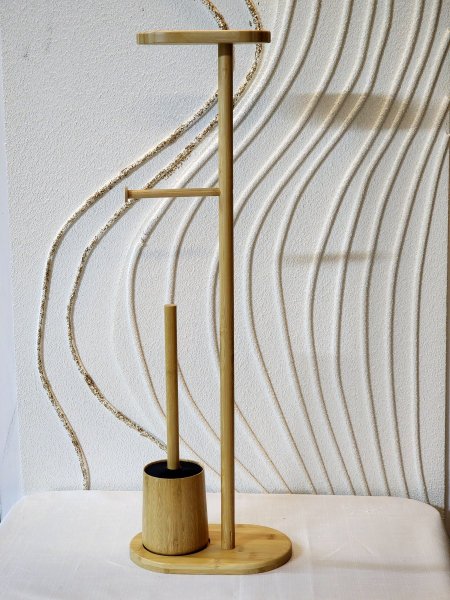 ستاند حمام خشب بامبو مع فرشاة تنظيف