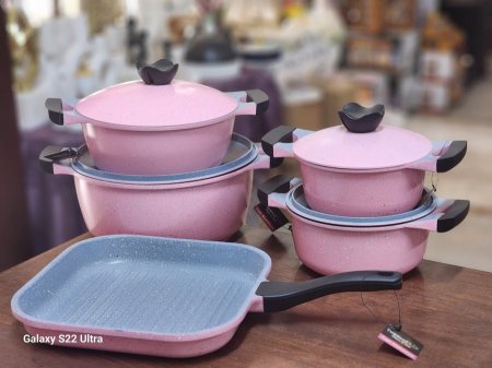 طقم طناجر جرانيت 4طناجر غطاء جرانيت +مقلى