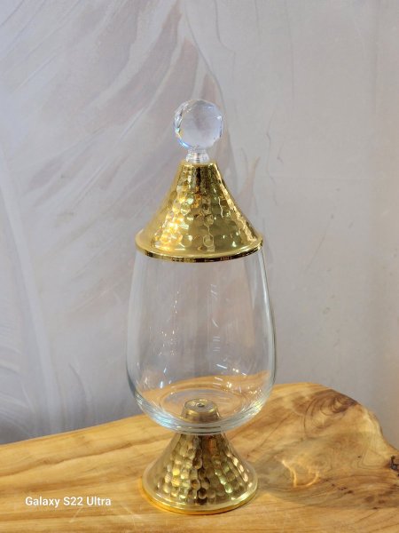 مضيفة زجاج للكاندي مع قاعدة بيوتر