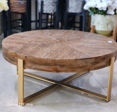 طاولة خشب قاعدة ذهبي