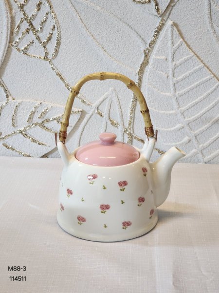 ابريق شاي بورسلان مورد يد خشب