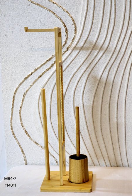 ستاند حمام خشب بامبو مع فرشاة تنظيف