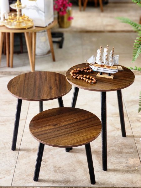 طقم سكملات وجه خشب رجل خشب اسود  3قطع