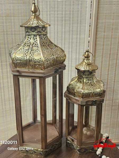 طقم 2قنديل خشب نحاسي