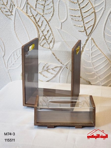 سطل خشب أكريلك مع علبة محارم