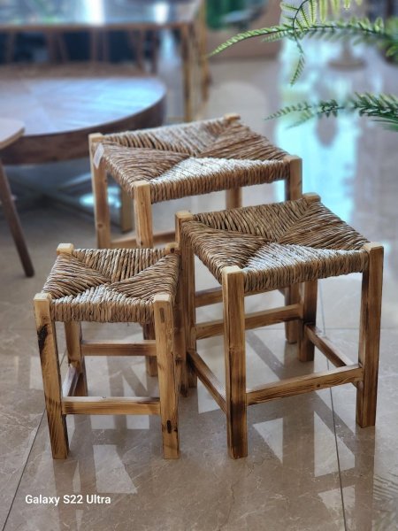 طقم 3 سكملة قش خشب