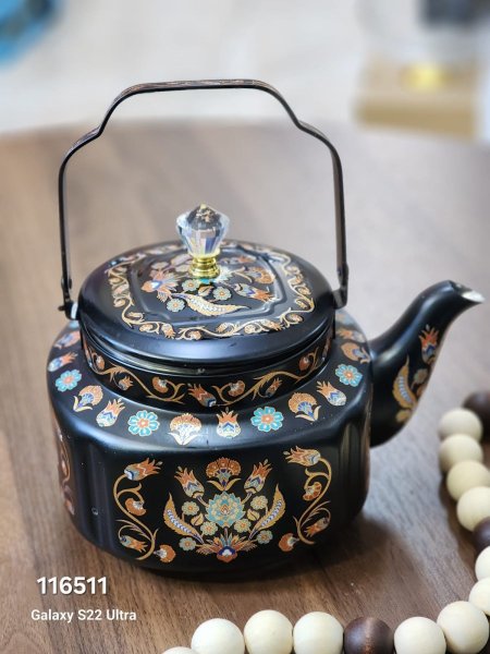 ابريق شاي ستيل مرسم اسود 2لتر