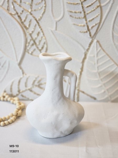 مزهرية جبصين ابيض شكل ابريق