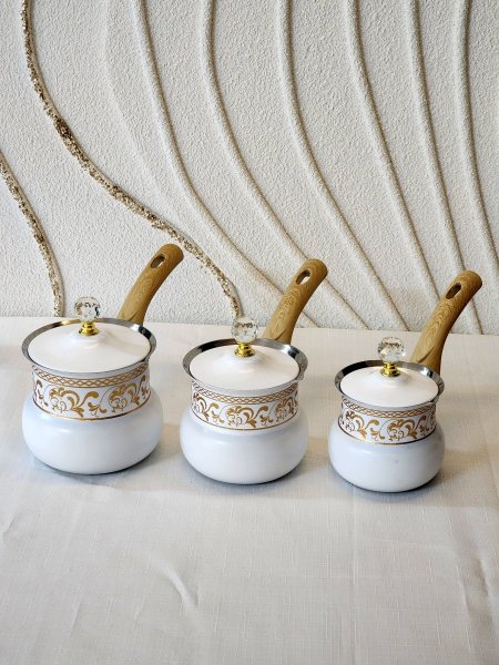 طقم 3 غلايات ستيل ابيض