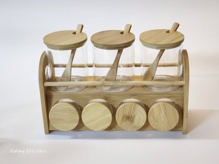 طقم سكريات 7 قطع ستاند خشب