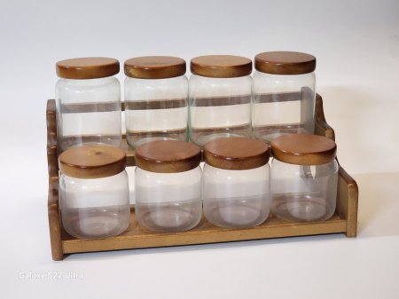 طقم سكريات 8 قطع ستاند. خشب