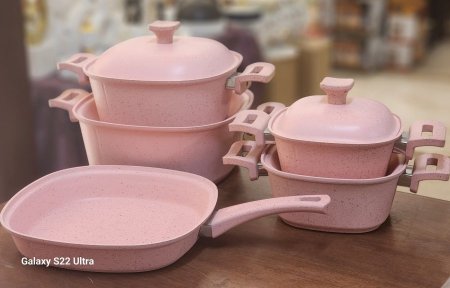 طقم طناجر جرانيت 4طناجر غطاء جرانيت +مقلى