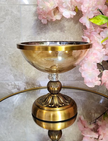 جاط زجاج دملاج عسلي مع رجل