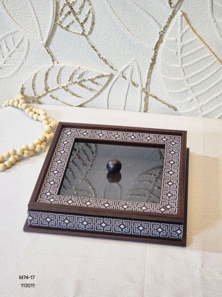 مضيفة خشب مرسم مع غطاء اكريلك