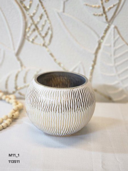 مزهرية زجاج محزز ذهبي