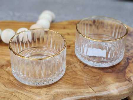 صحون مكسرات زجاج حز ذهبي /6