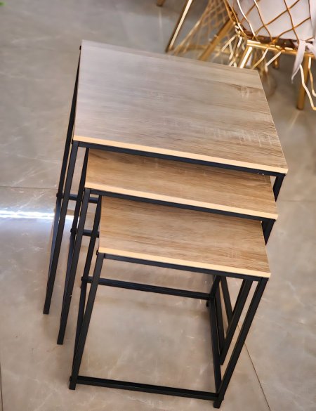 طقم سكملات خشب اطار حديد اسود