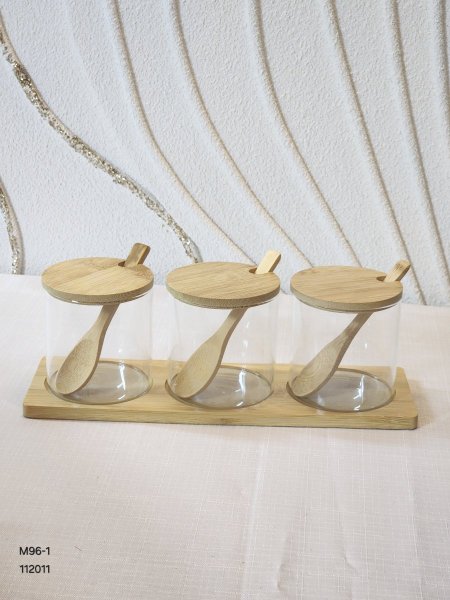 سكريات زجاج غطاء خشب بامبو مع قاعدة