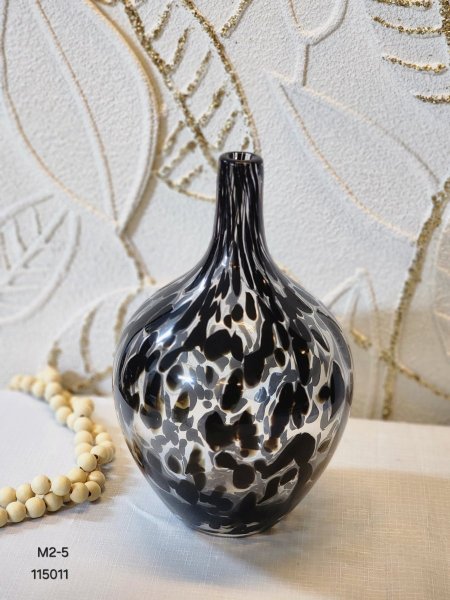 مزهرية زجاج شفاف موشج اسود