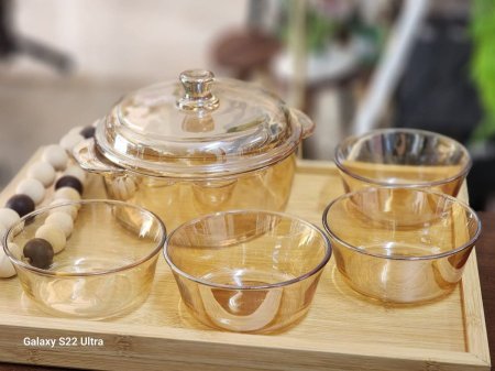 طنجرة زجاج +4صحون