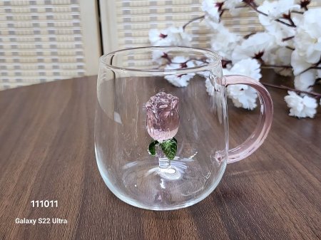 ماج زجاج شاف مع وردة كرستال