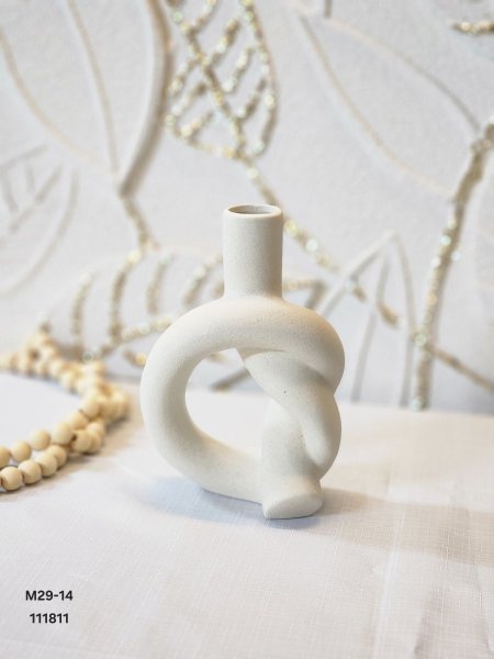 مزهرية جبصين ابيض شكل عقدة