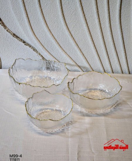 طقم 3 جاط زجاج حز ذهبي
