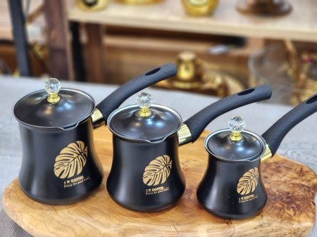 طقم 3 غلايات ستيل اسود رسمة ريشة