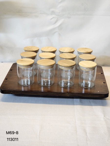 مرطبان بهارات غطاء خشب بامبو عدد 12